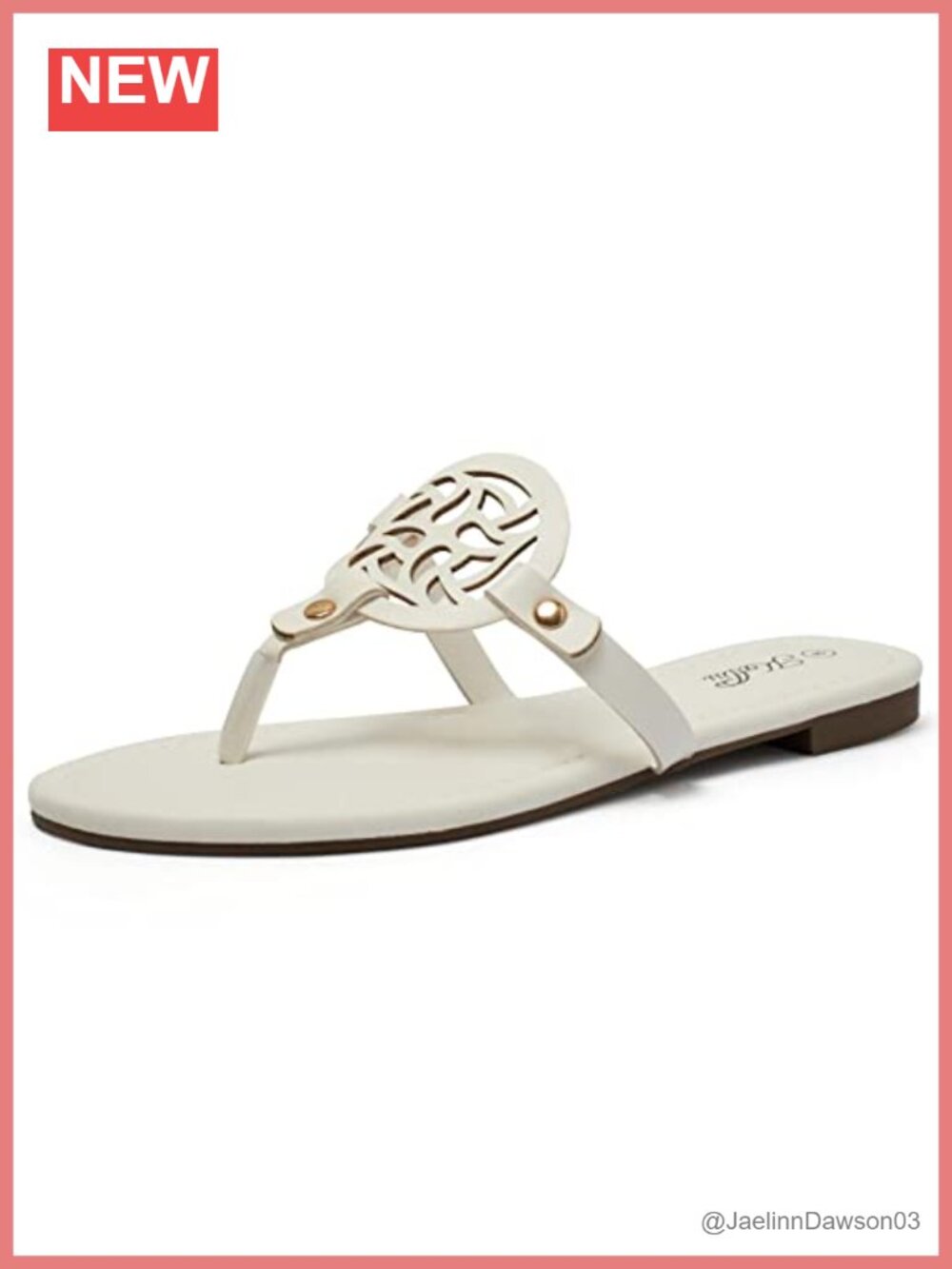 Faux Leather Flip Flop Sandals with Medallion Hollow Cutout - Slip On Dressy